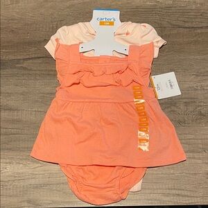 NEW- Carter's Peach Diaper Cover Set- summer outfit 12 month